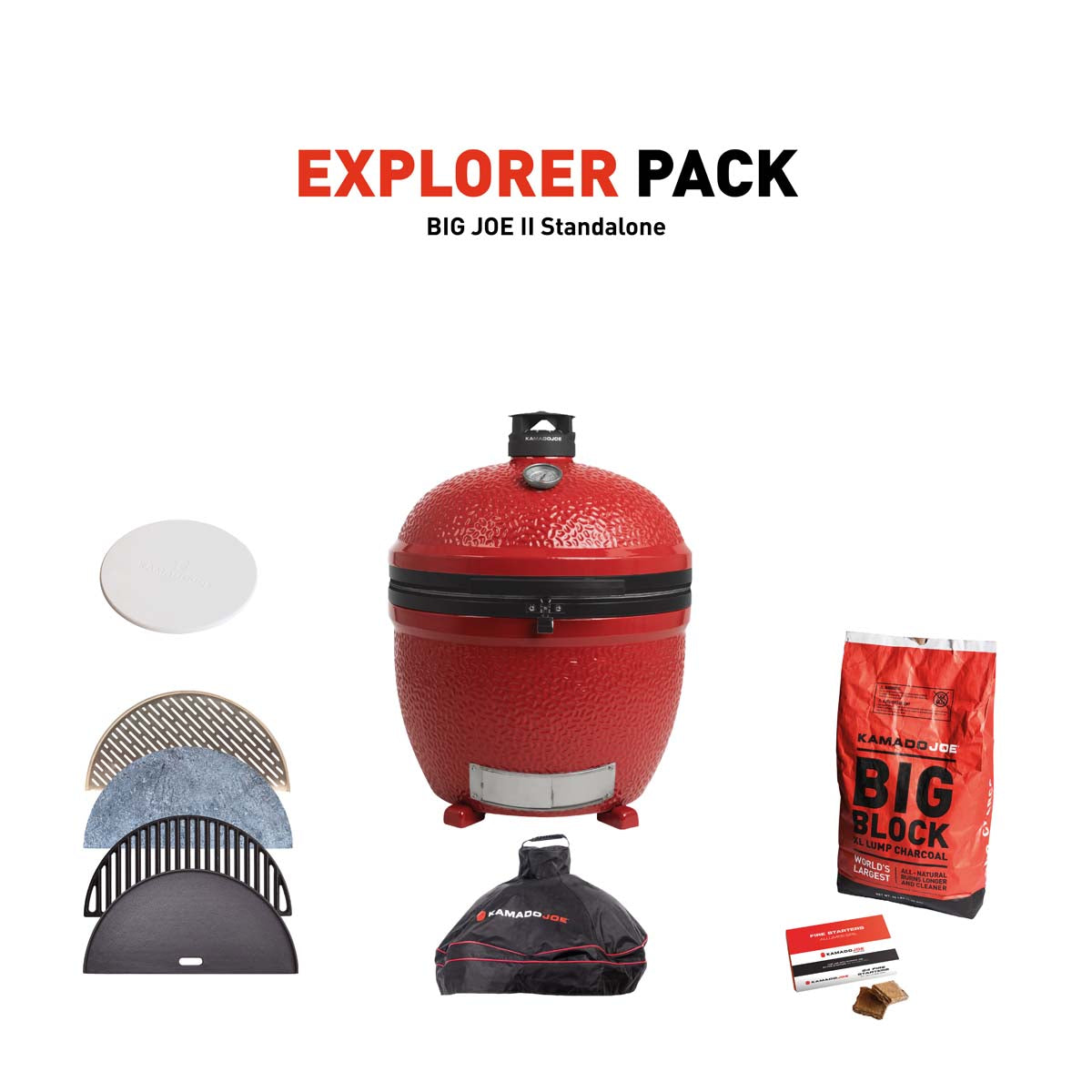 Kamado Joe Big Joe II Stand Alone Charcoal Grill With Explorer Pack
